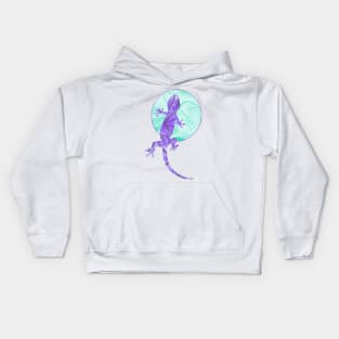 Cool Blue Lizard Moon Kids Hoodie